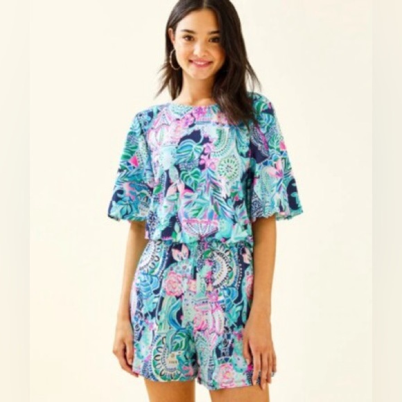 Lilly Pulitzer Britton romper in "Looking Sharp" size large - Picture 3 of 8